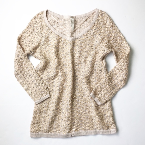 FREE PEOPLE Blush Gold Knit Sweater - Picture 2 of 6